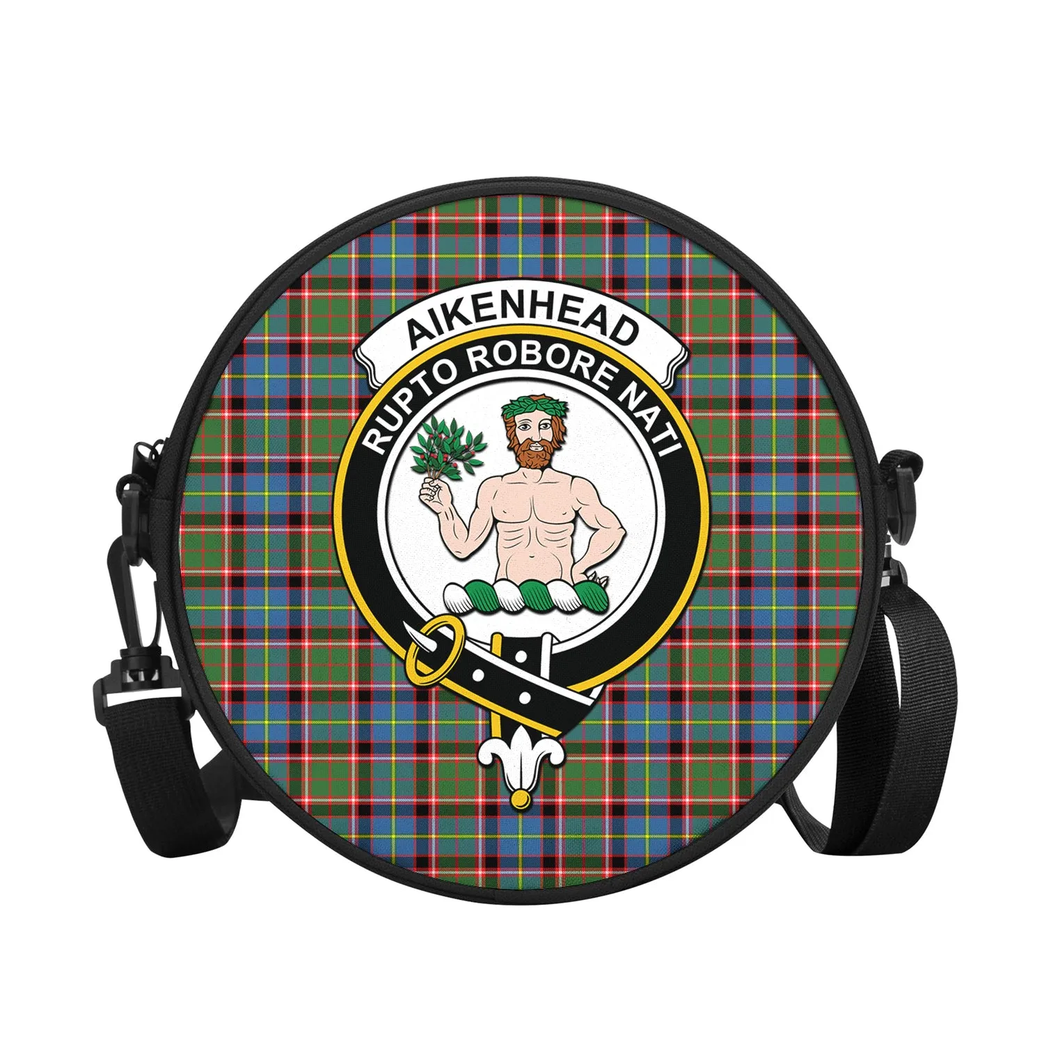 Aikenhead Tartan Round Satchel Bags with Family Crest