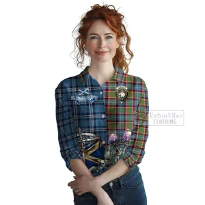 Aikenhead Tartan Women's Casual Shirt Happy St. Andrew's Day Half Tartan Style