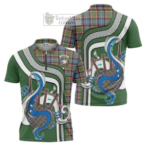 Aikenhead Tartan Zipper Polo Shirt with Epic Bagpipe Style