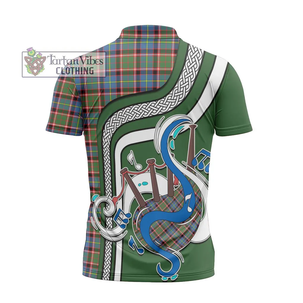 Aikenhead Tartan Zipper Polo Shirt with Epic Bagpipe Style