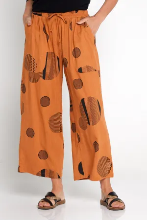 Aiko Linen Pants - Tan/Black Circle