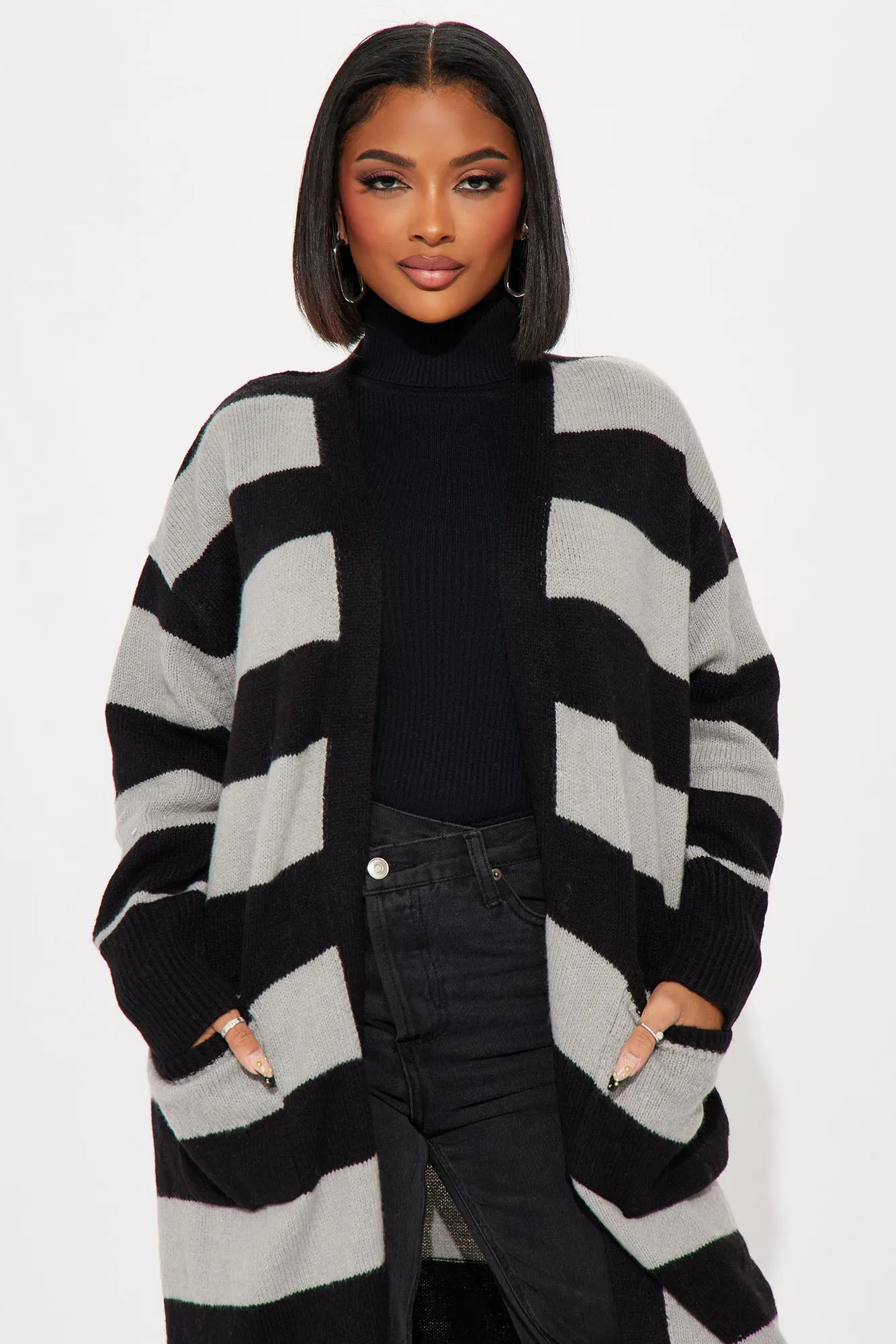 Ailish Striped Cardigan - Black/combo