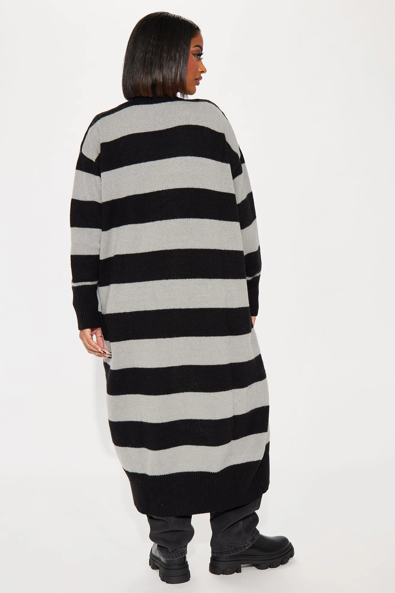 Ailish Striped Cardigan - Black/combo