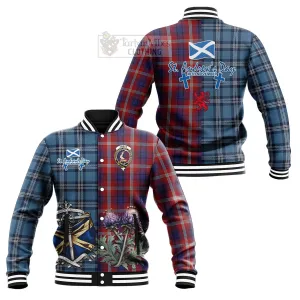 Ainslie Tartan Baseball Jacket Happy St. Andrew's Day Half Tartan Style