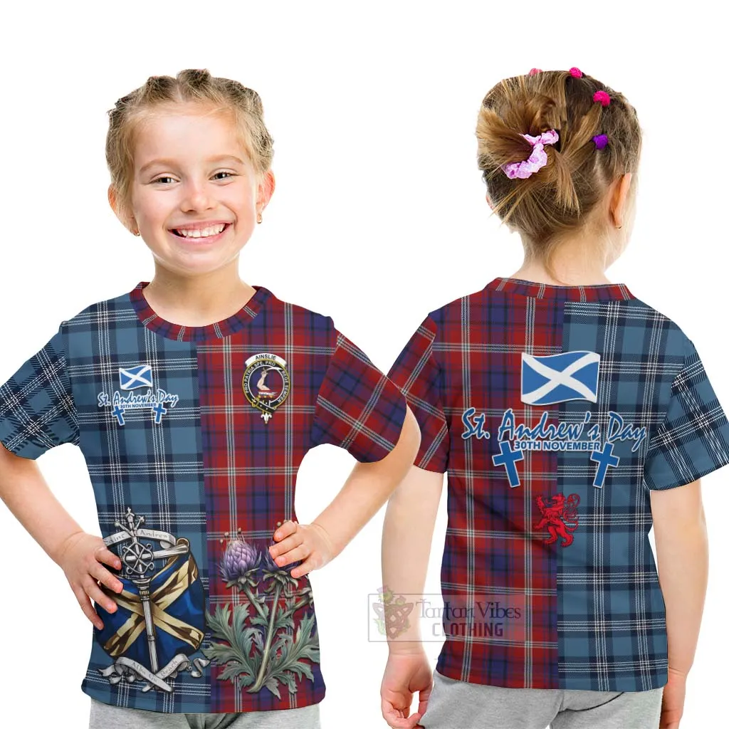 Ainslie Tartan Kid T-Shirt Happy St. Andrew's Day Half Tartan Style