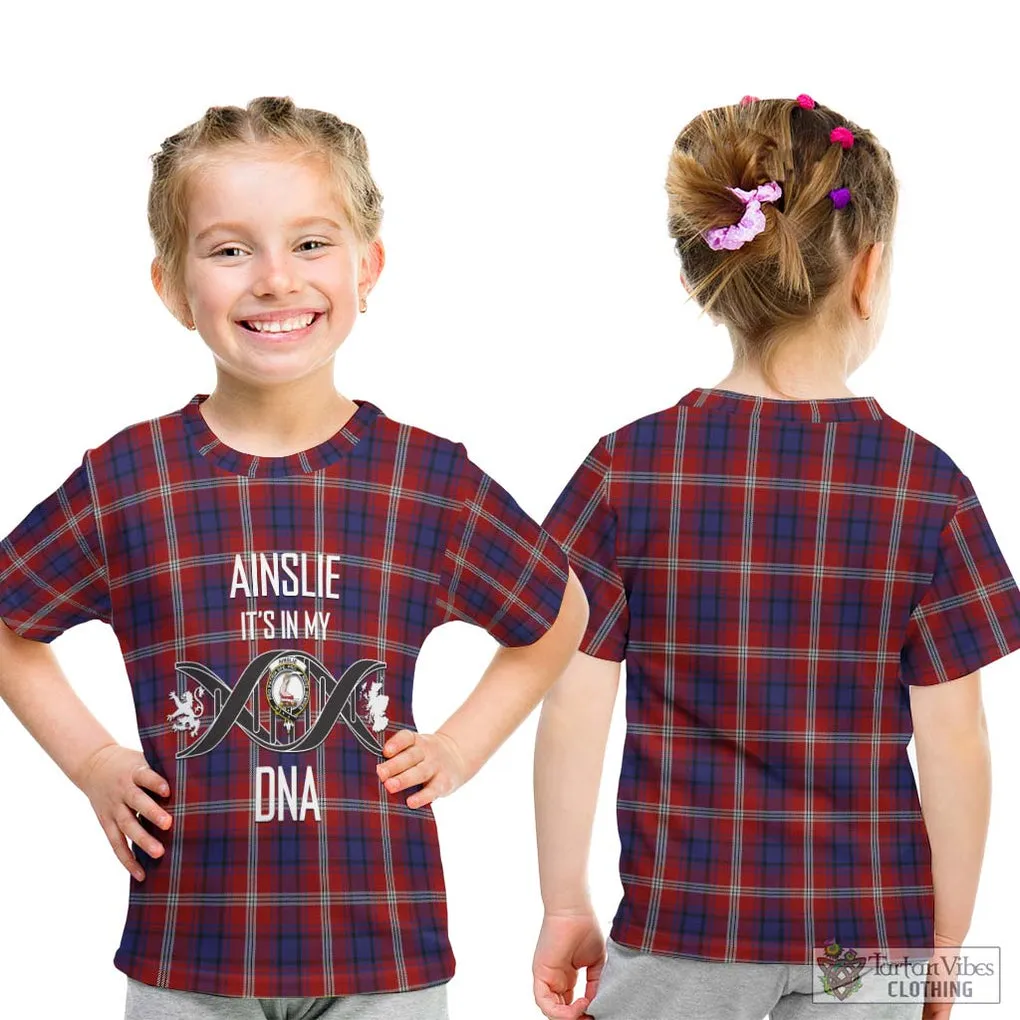 Ainslie Tartan Kid T-Shirt with Family Crest DNA In Me Style