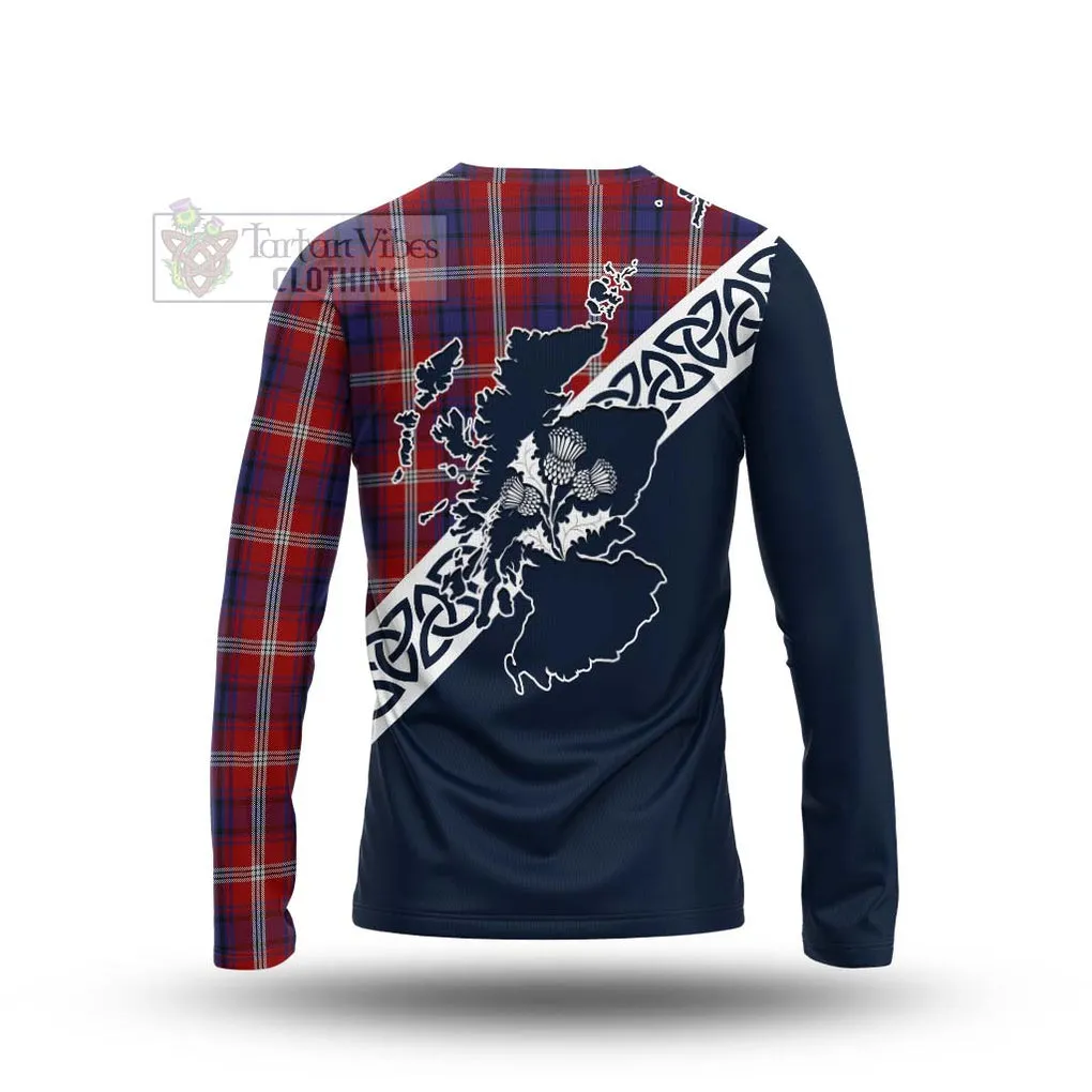 Ainslie Tartan Long Sleeve T-Shirt Featuring Thistle and Scotland Map