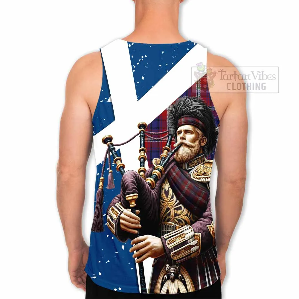 Ainslie Tartan Men's Tank Top with Family Crest Scottish Bagpiper Vibes