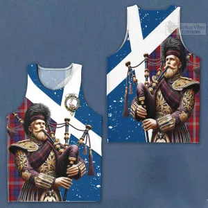 Ainslie Tartan Men's Tank Top with Family Crest Scottish Bagpiper Vibes