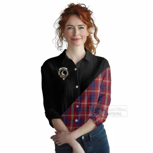 Ainslie Tartan Women's Casual Shirt with Family Crest and Military Logo Style