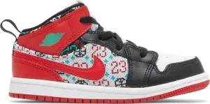 Air Jordan 1 Mid SE TD Ugly Christmas Sweater, red