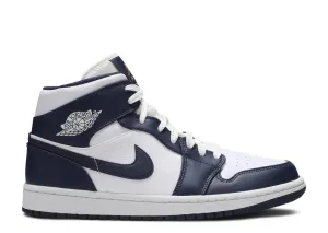 Air Jordan 1 Mid - White Metallic Gold Obsidian