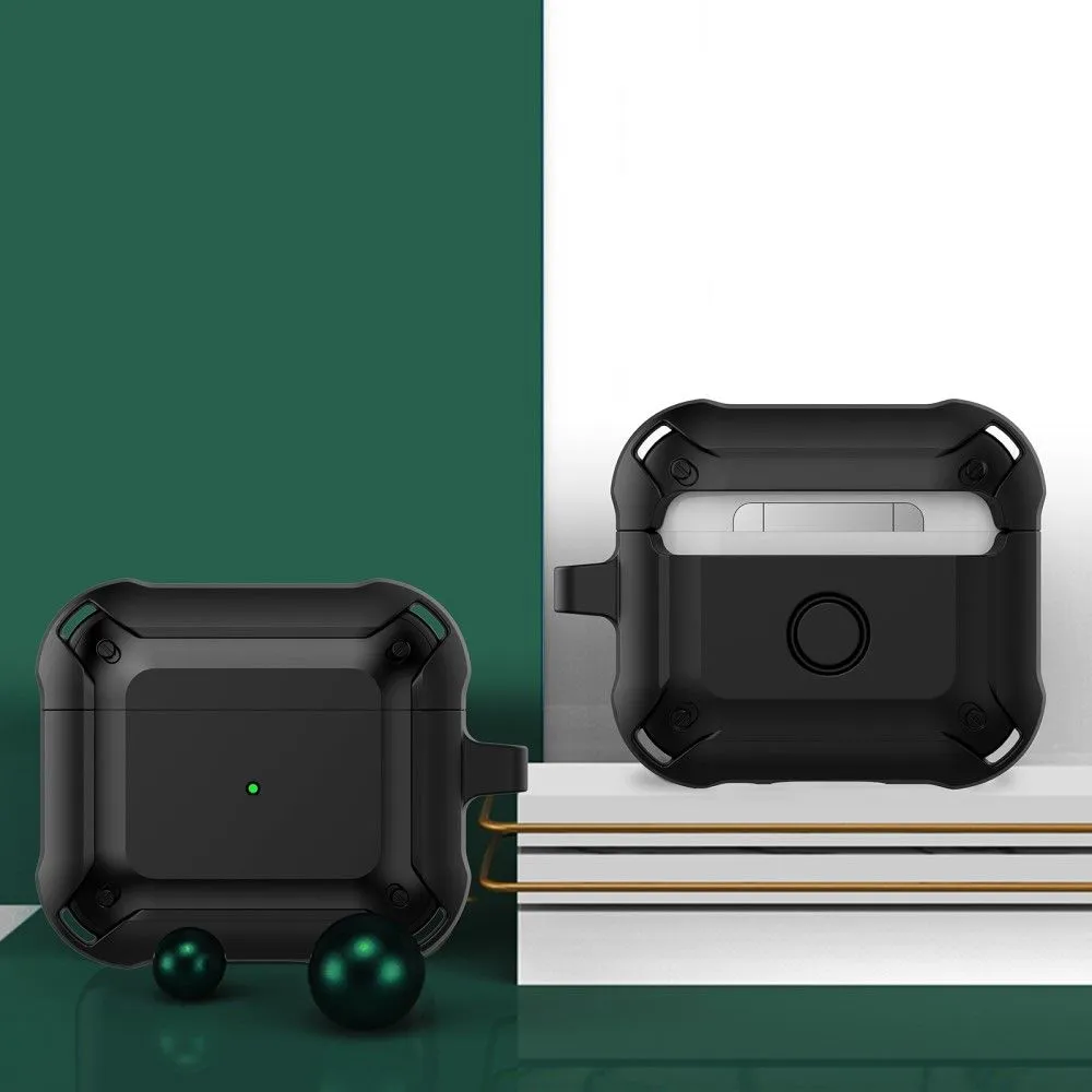 AirPods 3 armor TPU case with keychain - Black / Black