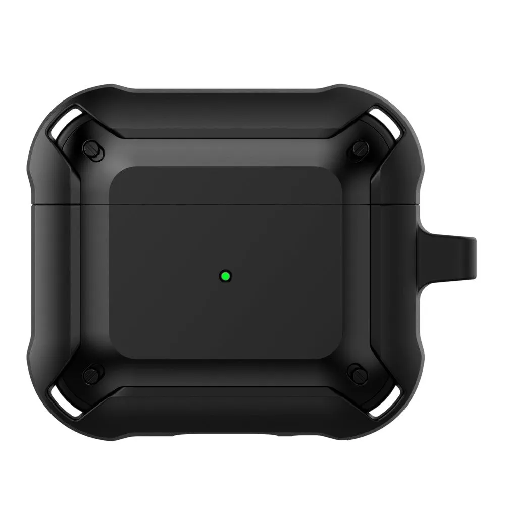 AirPods 3 armor TPU case with keychain - Black / Black