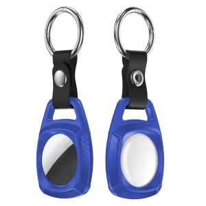 AirTags carbon fiber TPU cover with keychain - Blue