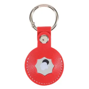 AirTags octagon design leather cover with keyring - Red