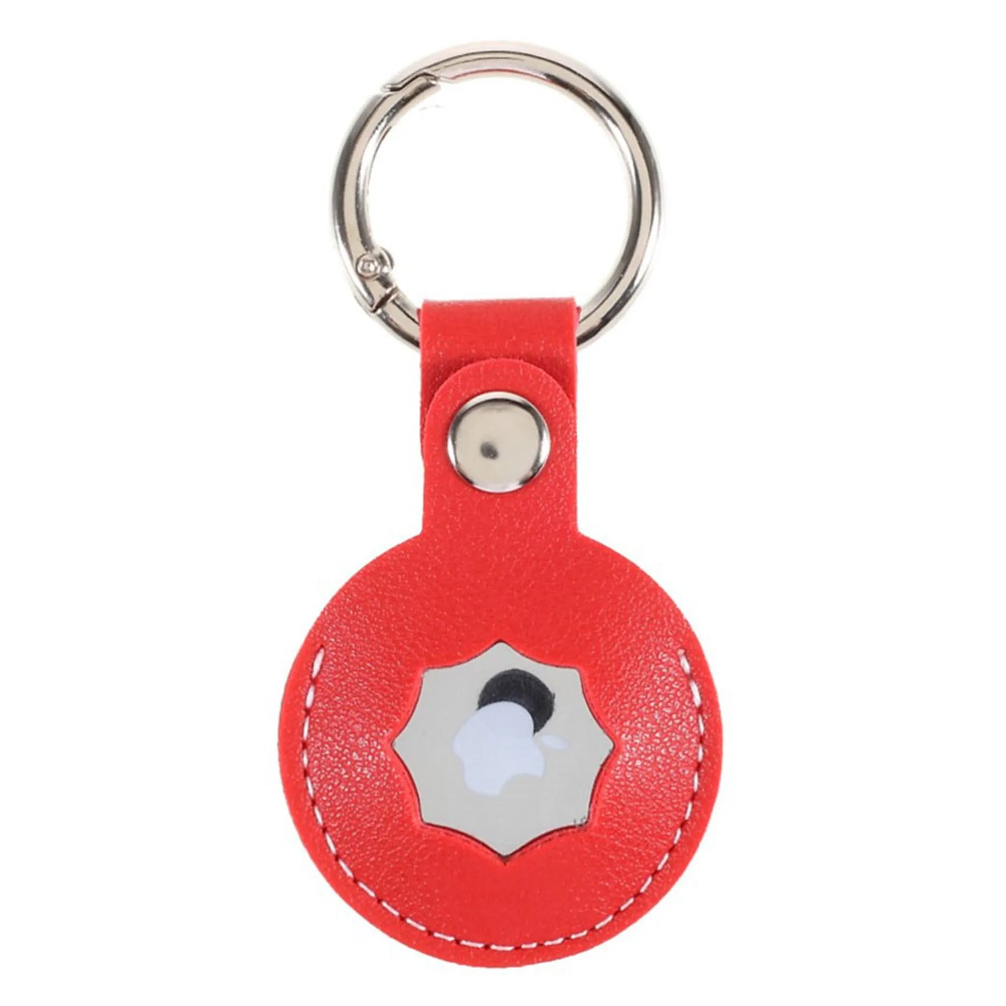 AirTags octagon design leather cover with keyring - Red