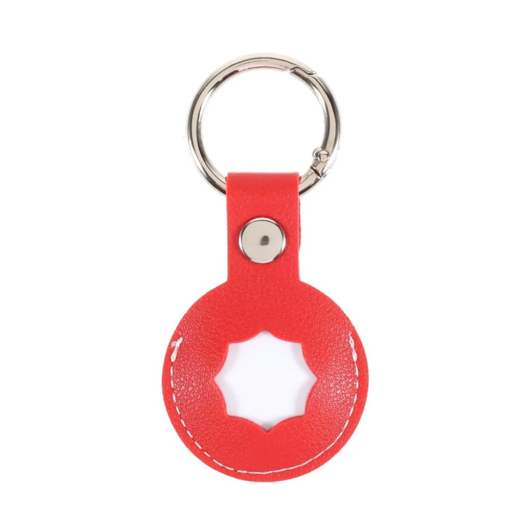 AirTags octagon design leather cover with keyring - Red