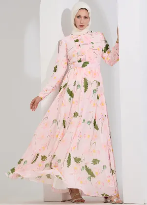 Aisha Enchanted Blossom Chiffon Maxi Dress with Delicate Pleats