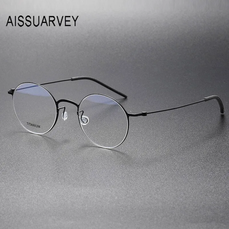 Aissuarvey Men's Full Rim Small Round Titanium Eyeglasses 494322