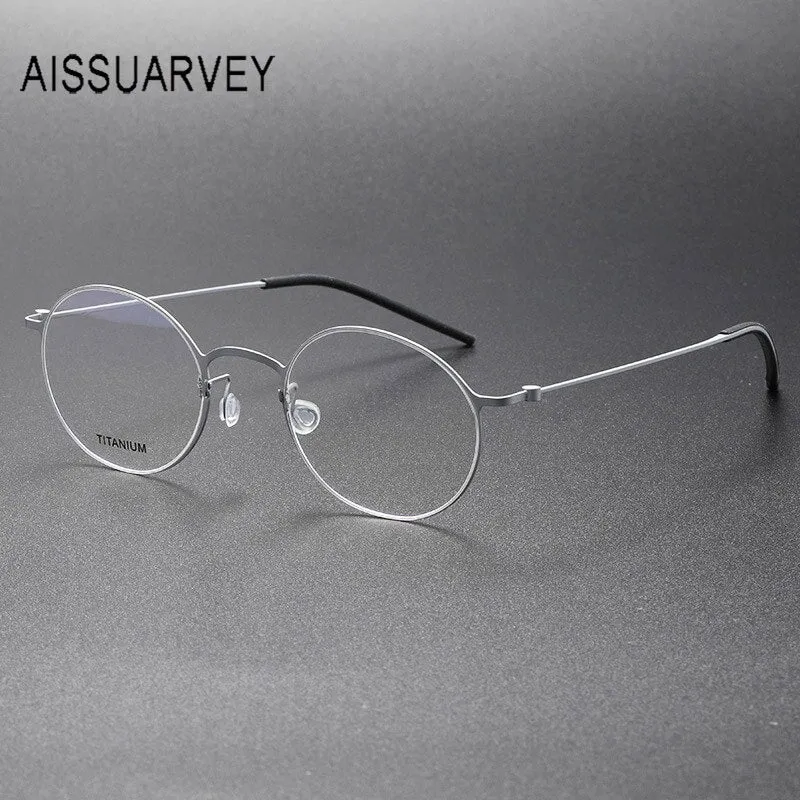 Aissuarvey Men's Full Rim Small Round Titanium Eyeglasses 494322