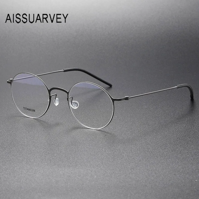 Aissuarvey Men's Full Rim Small Round Titanium Eyeglasses 494322