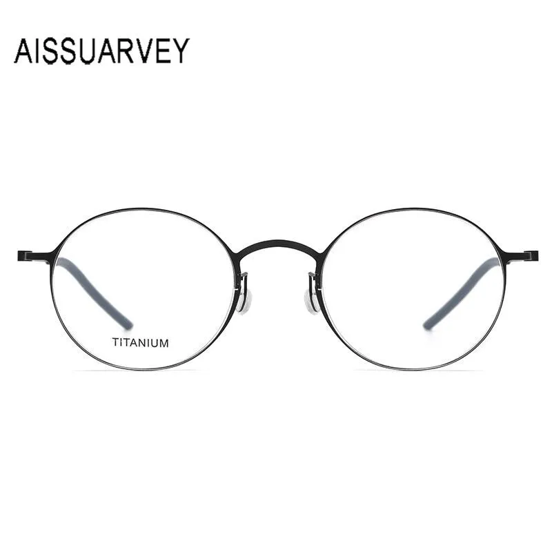 Aissuarvey Men's Full Rim Small Round Titanium Eyeglasses 494322