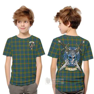 Aiton Tartan Kid T-Shirt with Family Crest Celtic Skull Style