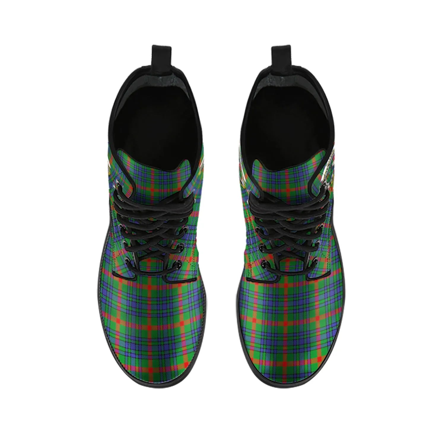 Aiton Tartan Leather Boots with Family Crest