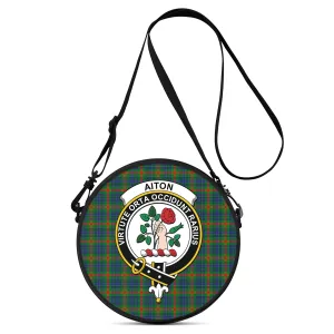 Aiton Tartan Round Satchel Bags with Family Crest