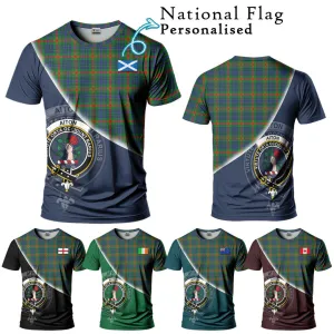 Aiton Tartan T-Shirt with Personalised National Flag and Family Crest Half Style