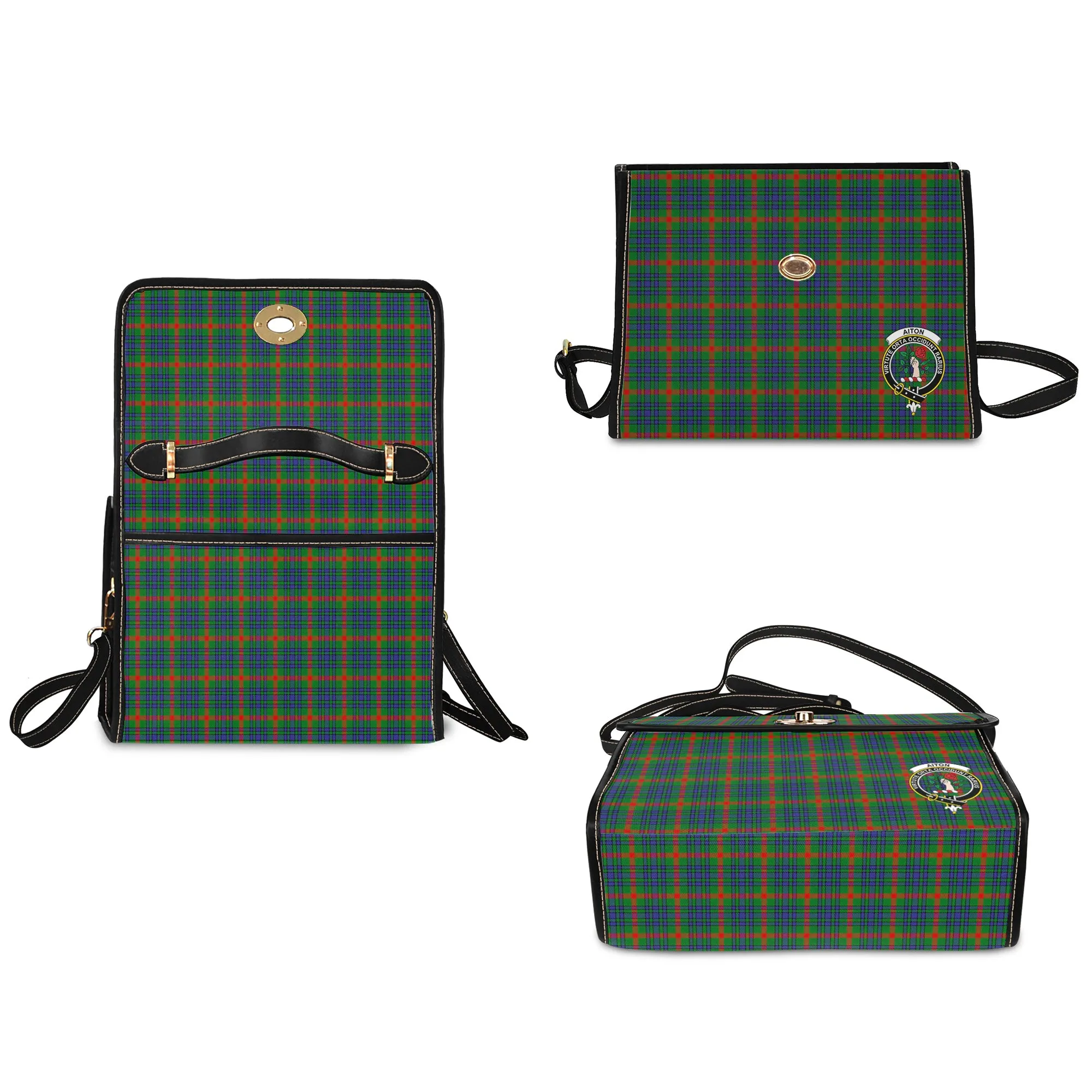 Aiton Tartan Waterproof Canvas Bag with Family Crest