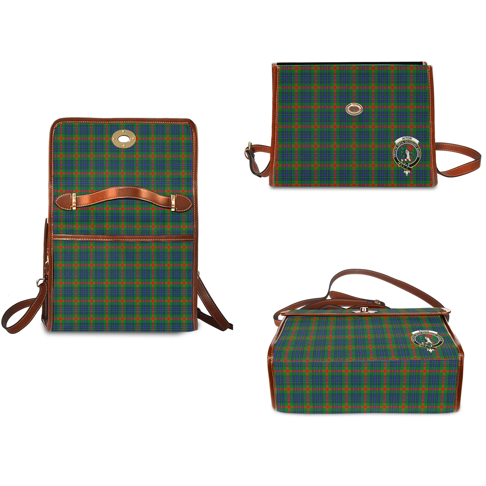 Aiton Tartan Waterproof Canvas Bag with Family Crest