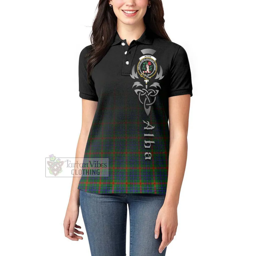 Aiton Tartan Women's Polo Shirt Featuring Alba Gu Brath Family Crest Celtic Inspired