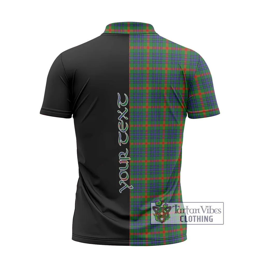 Aiton Tartan Zipper Polo Shirt with Family Crest and Half Of Me Style