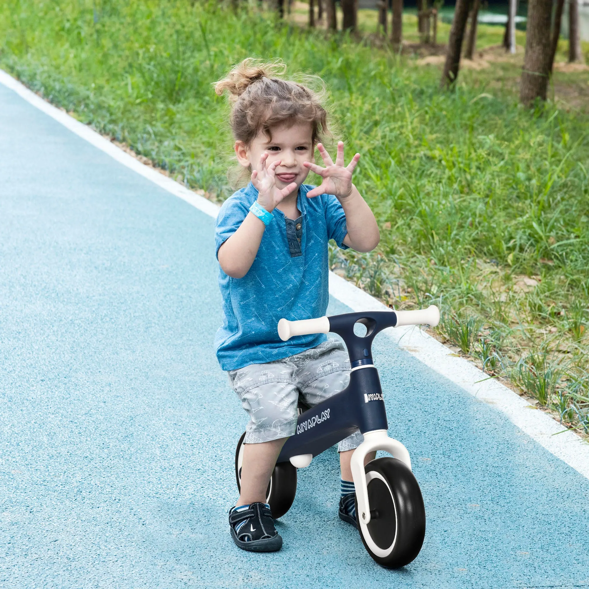 AIYAPLAY Balance Bike with Adjustable Seat for 1.5 - 3 Years Old - Blue