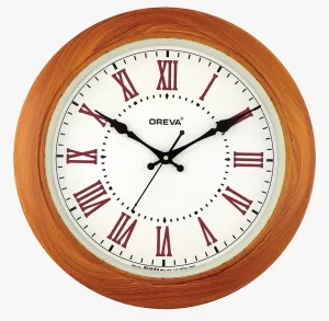 Ajanta Classic Elegance: Brown Wood Wall Clock with White Dial and Roman Numerals