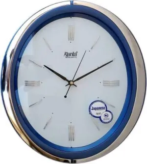 Ajanta Quartz Plastic Wall Clock with Round Dial Shape 1077 Blue for Office and Home