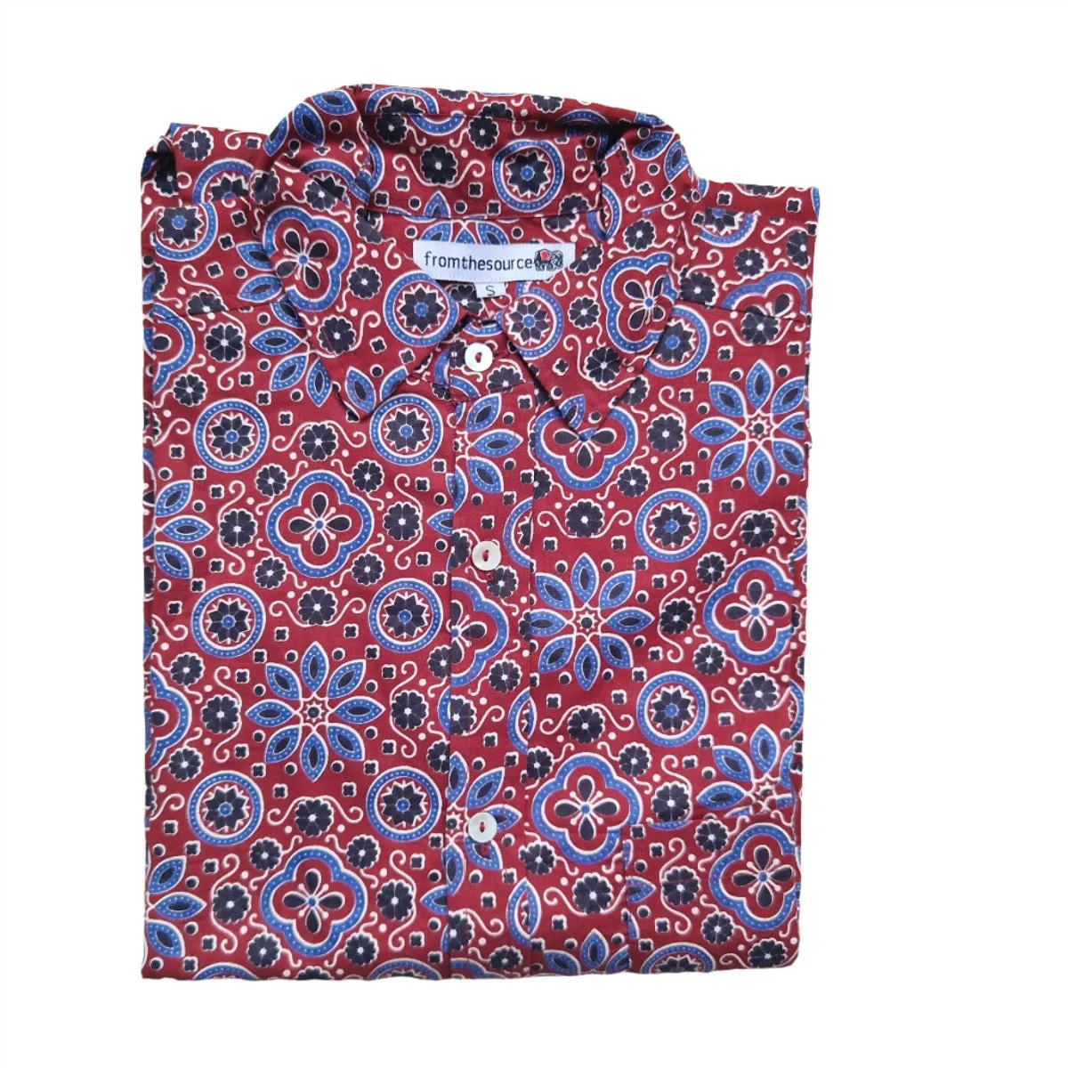 ajrak block print cotton men's shirt