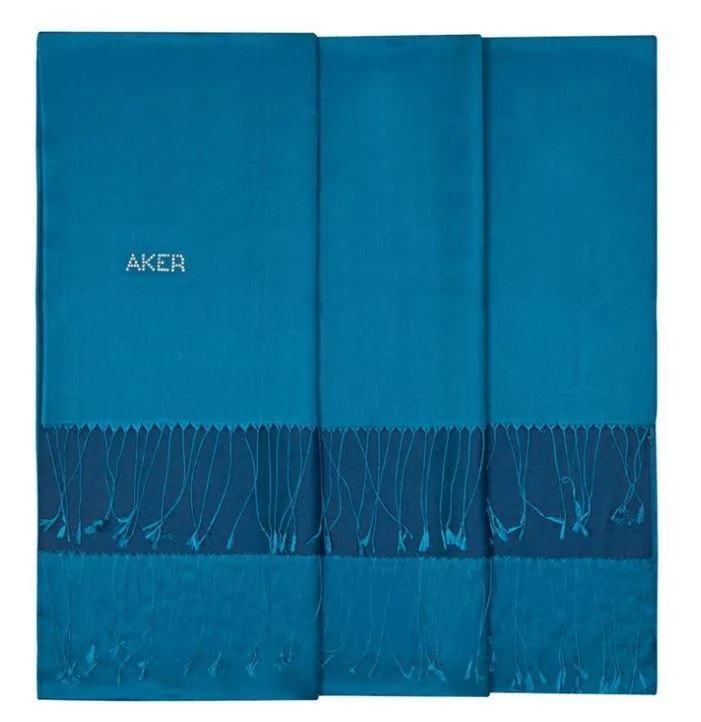 Aker Bi-Color Blue Silk Shawl Wrap - Cerulean