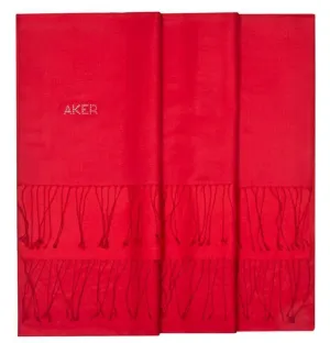 Aker Bi-Color Silk Shawl with Swarovski Stones - Venetian Red