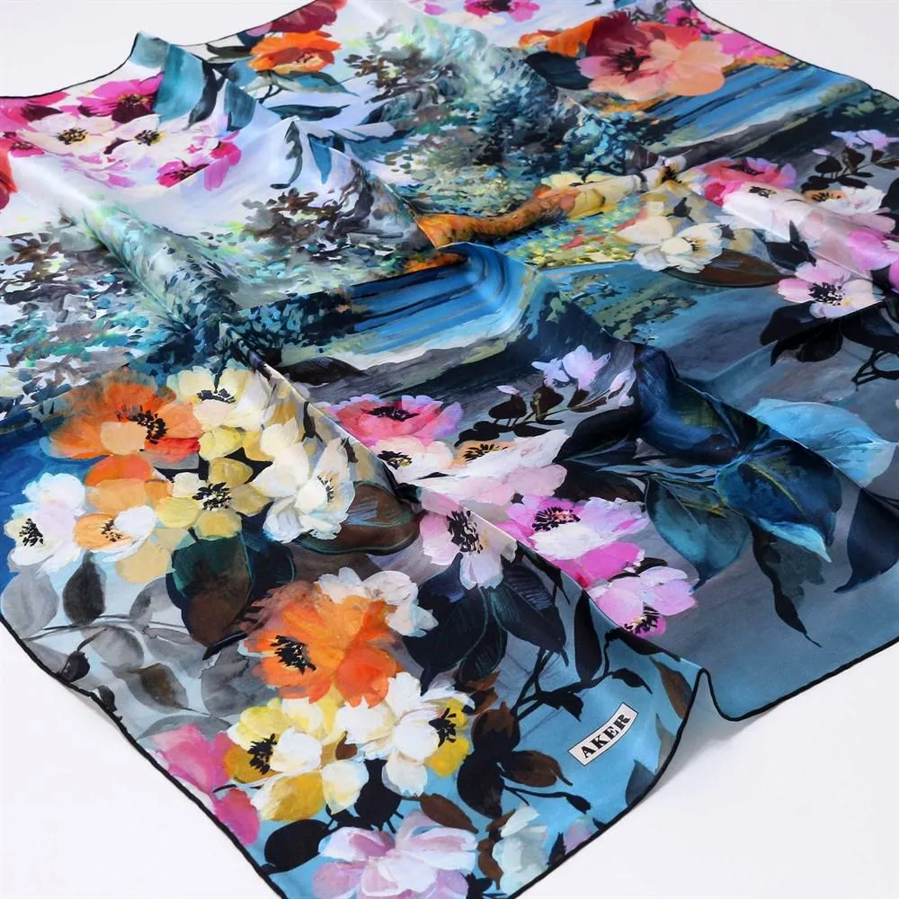 Aker Floral Silk Dress Scarf Blossom