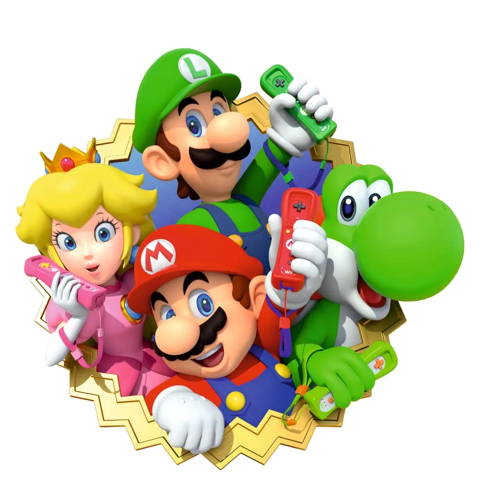 Akki World Super Mario Team Wall Sticker for Kids Room, Restaurant, Cafe, Kitchen, Bedroom, Living Room (Size - 32 Cm X 33 Cm)