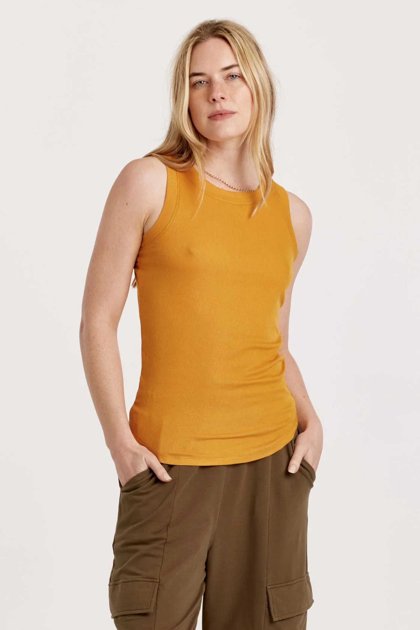 AL Cleo Ribbed Classic Tank- Mustard