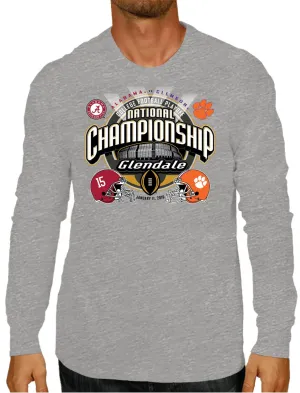 Alabama Crimson Tide Clemson Tigers 2016 Football Playoff Gray LS T-Shirt