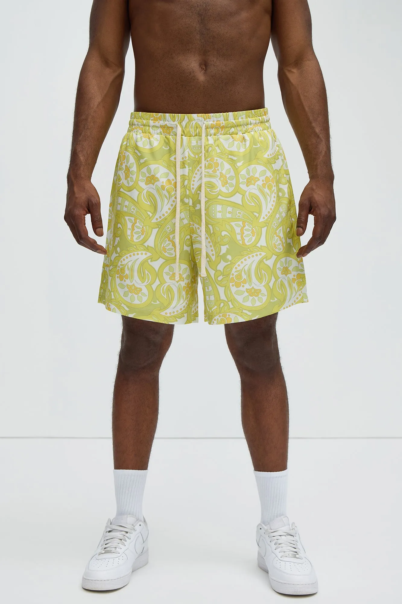 Alameda Paisley Warm Up Shorts - Yellow