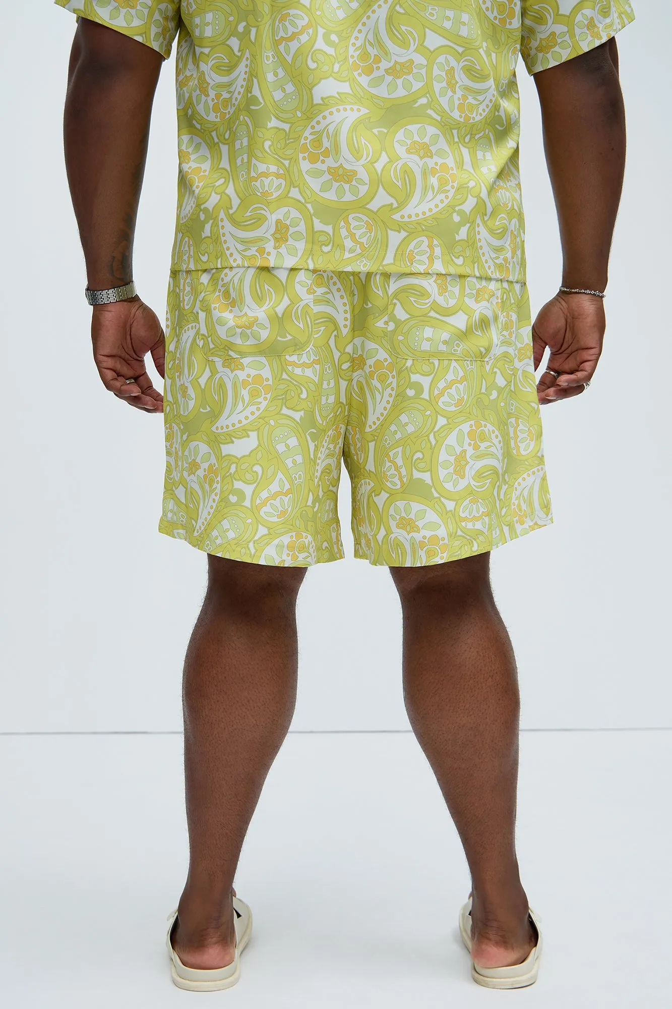 Alameda Paisley Warm Up Shorts - Yellow