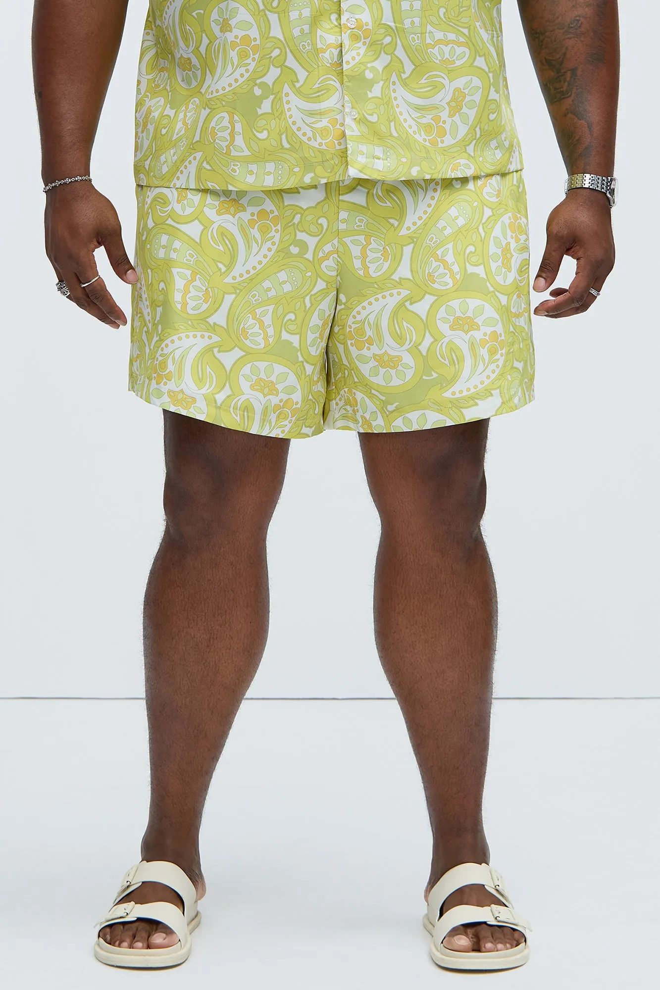 Alameda Paisley Warm Up Shorts - Yellow