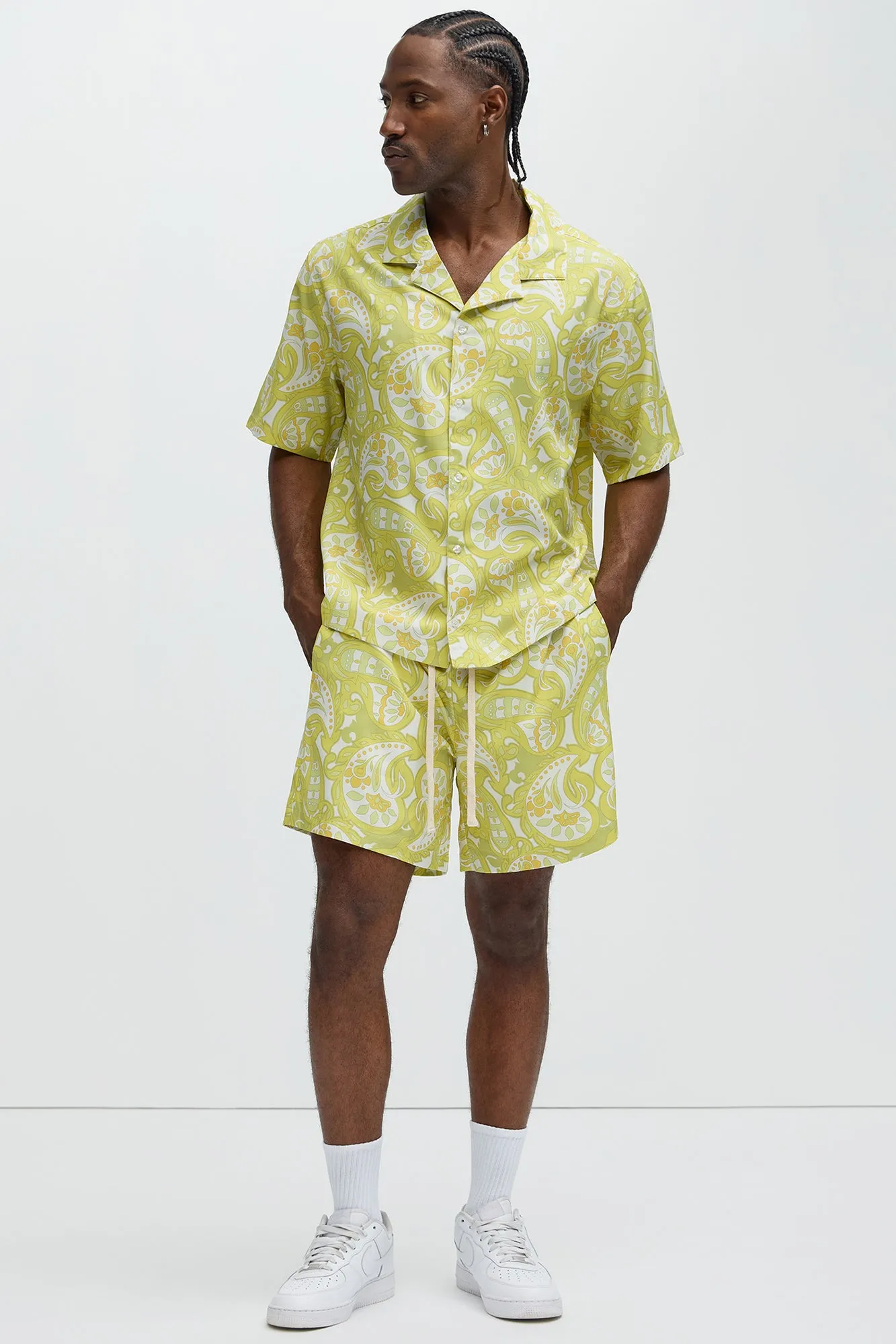 Alameda Paisley Warm Up Shorts - Yellow