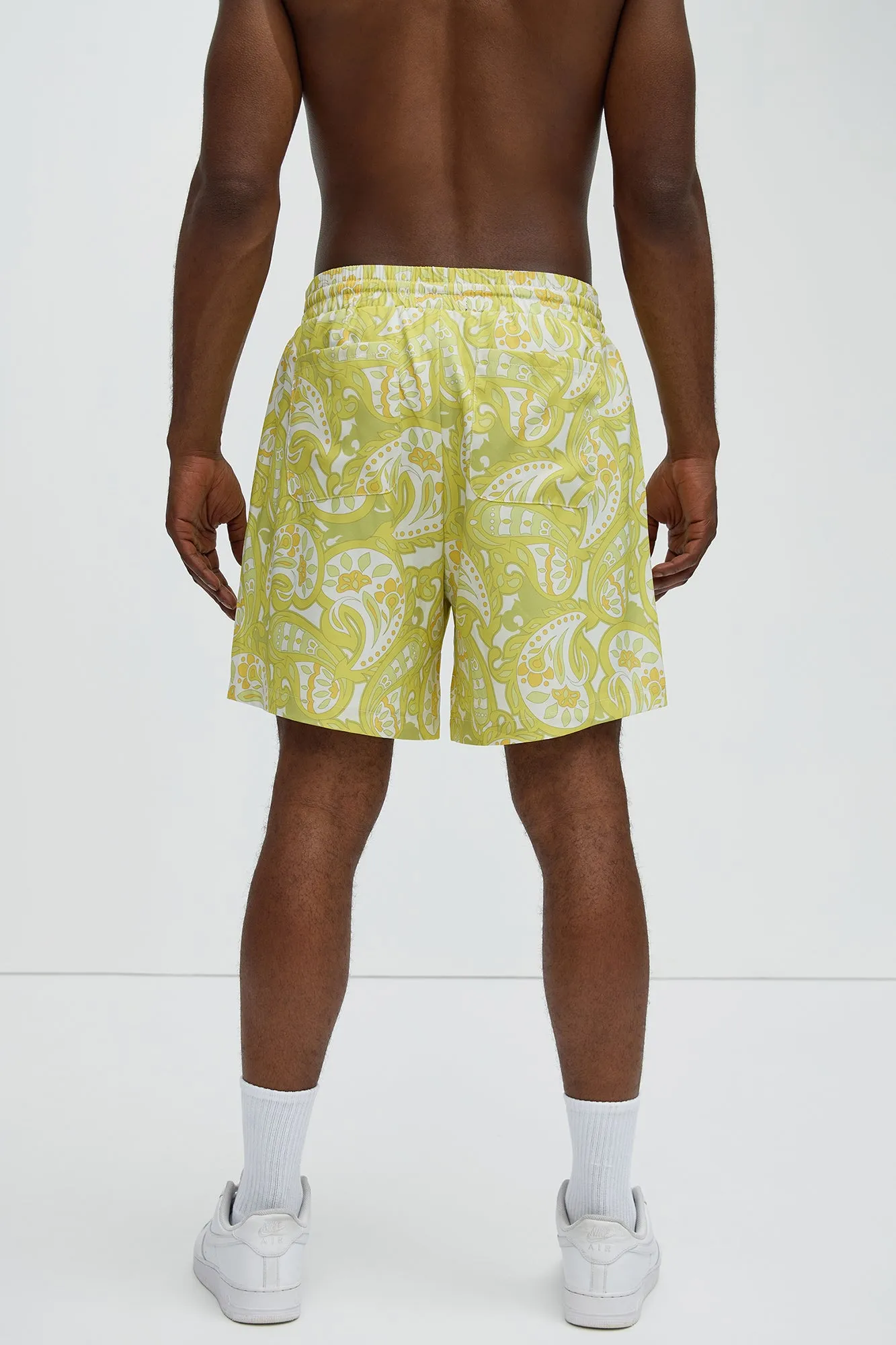 Alameda Paisley Warm Up Shorts - Yellow